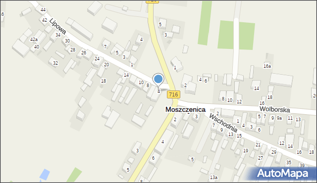 Moszczenica, Lipowa, 4, mapa Moszczenica