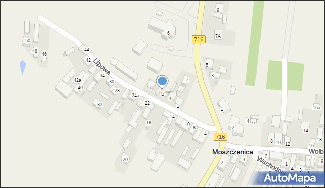 Moszczenica, Lipowa, 5, mapa Moszczenica