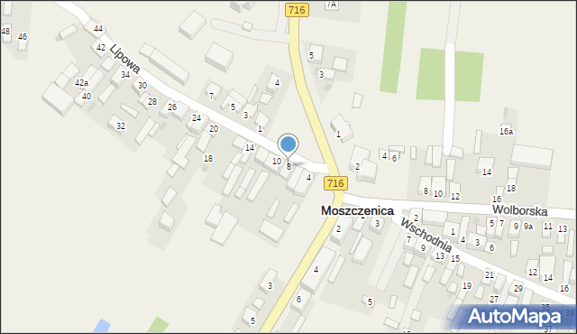 Moszczenica, Lipowa, 8, mapa Moszczenica