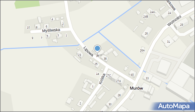 Murów, Lipowa, 36, mapa Murów