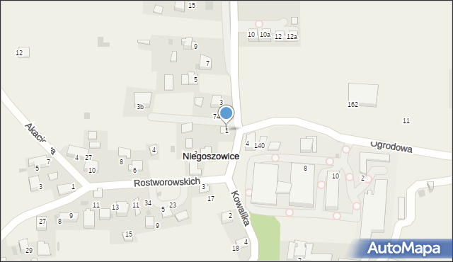 Niegoszowice, Lipowa, 1, mapa Niegoszowice