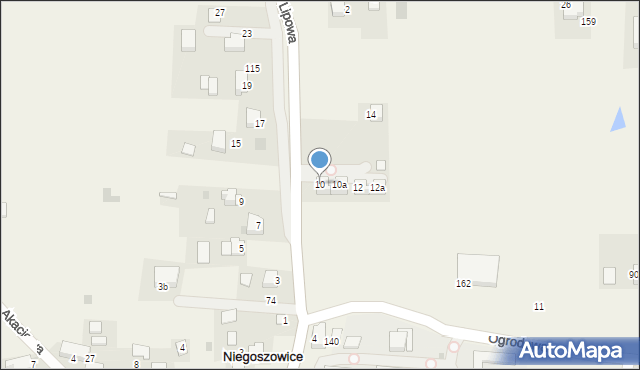 Niegoszowice, Lipowa, 10, mapa Niegoszowice