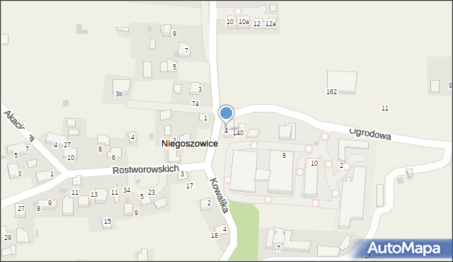 Niegoszowice, Lipowa, 4, mapa Niegoszowice