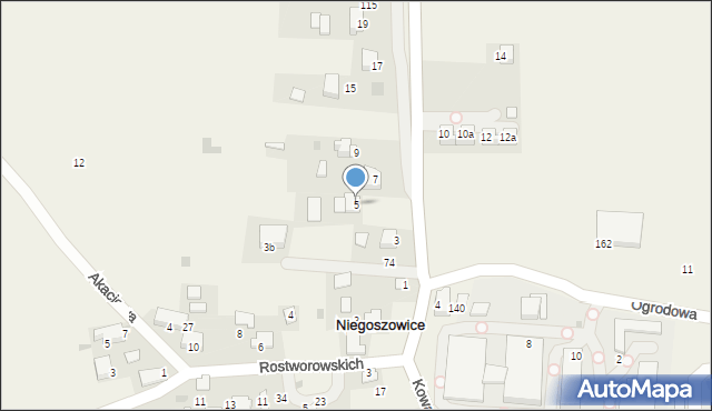 Niegoszowice, Lipowa, 5, mapa Niegoszowice