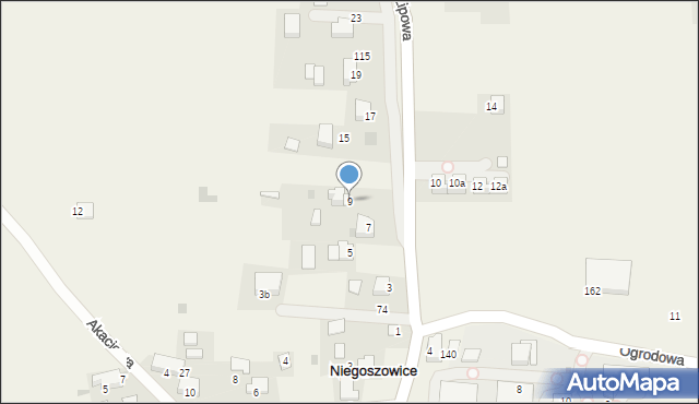 Niegoszowice, Lipowa, 9, mapa Niegoszowice