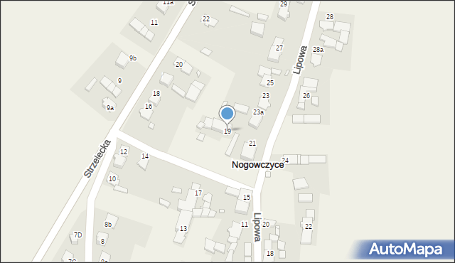 Nogowczyce, Lipowa, 19, mapa Nogowczyce