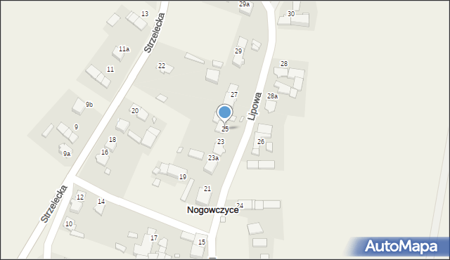 Nogowczyce, Lipowa, 25, mapa Nogowczyce