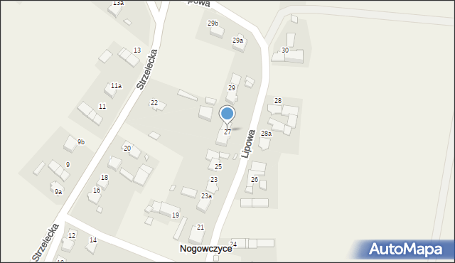 Nogowczyce, Lipowa, 27, mapa Nogowczyce