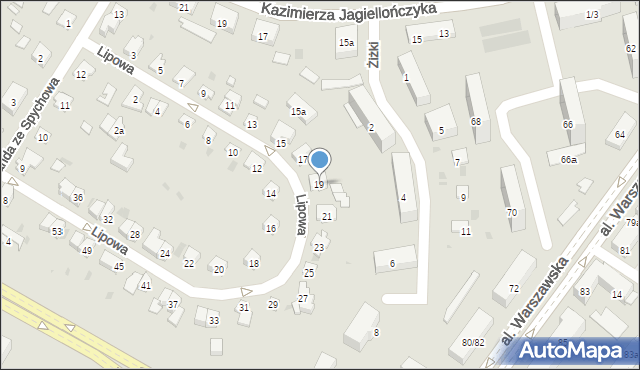 Olsztyn, Lipowa, 19, mapa Olsztyna