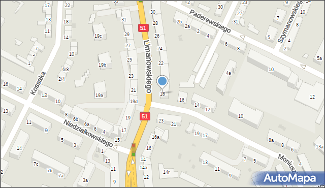 Olsztyn, Limanowskiego Bolesława, 18, mapa Olsztyna