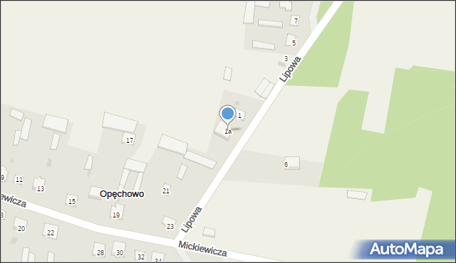 Opęchowo, Lipowa, 1a, mapa Opęchowo