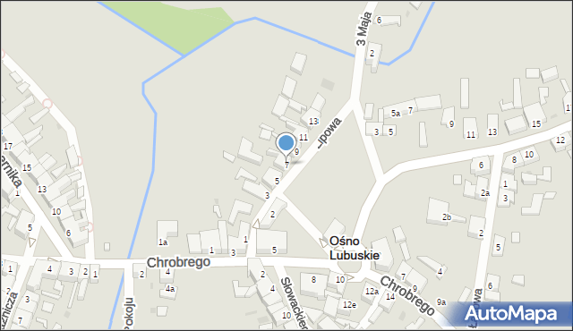 Ośno Lubuskie, Lipowa, 7, mapa Ośno Lubuskie