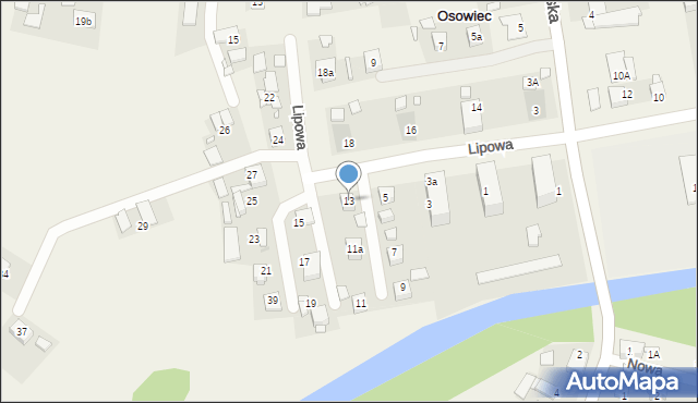 Osowiec, Lipowa, 13, mapa Osowiec