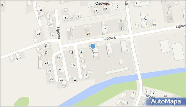 Osowiec, Lipowa, 3, mapa Osowiec