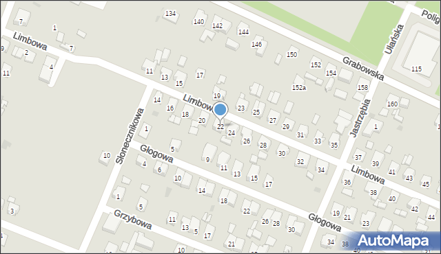 Ostrów Wielkopolski, Limbowa, 22, mapa Ostrów Wielkopolski