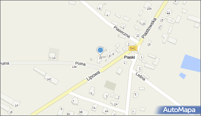 Piaski, Lipowa, 10, mapa Piaski