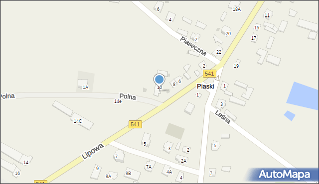 Piaski, Lipowa, 12, mapa Piaski