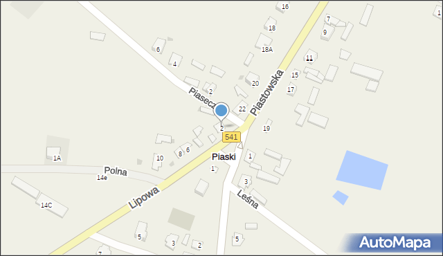 Piaski, Lipowa, 2, mapa Piaski