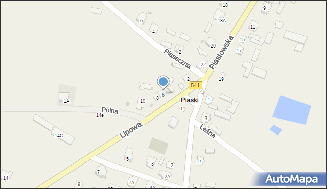 Piaski, Lipowa, 6, mapa Piaski