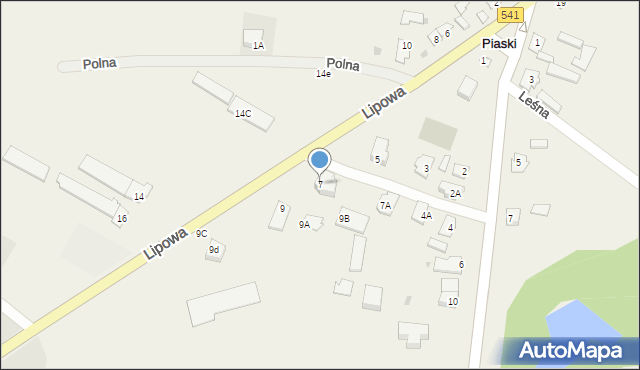 Piaski, Lipowa, 7, mapa Piaski