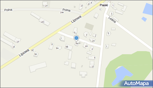 Piaski, Lipowa, 7A, mapa Piaski