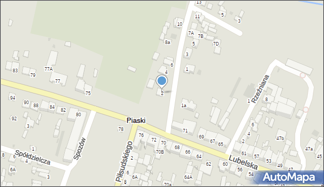 Piaski, Lipowa, 2, mapa Piaski