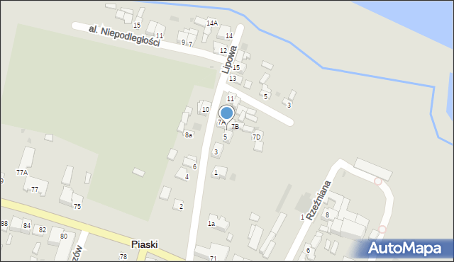 Piaski, Lipowa, 7, mapa Piaski