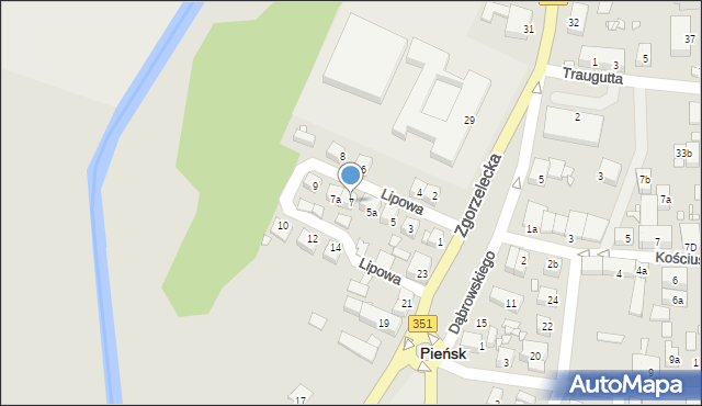 Pieńsk, Lipowa, 7, mapa Pieńsk