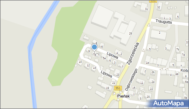 Pieńsk, Lipowa, 7a, mapa Pieńsk