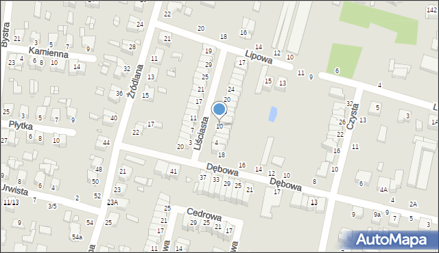 Piotrków Trybunalski, Liściasta, 10, mapa Piotrków Trybunalski