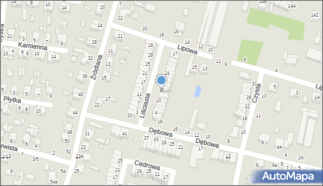 Piotrków Trybunalski, Liściasta, 14, mapa Piotrków Trybunalski