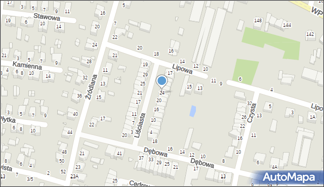 Piotrków Trybunalski, Liściasta, 24, mapa Piotrków Trybunalski