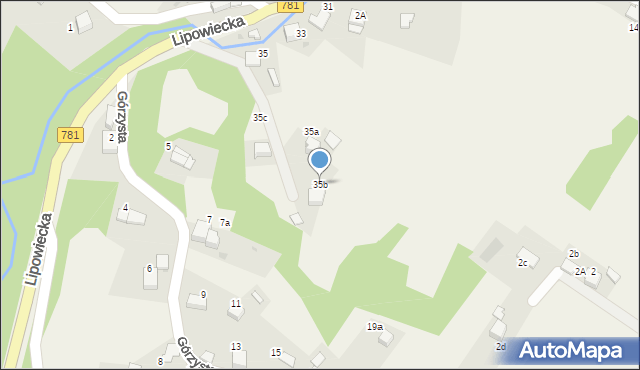 Płaza, Lipowiecka, 35b, mapa Płaza