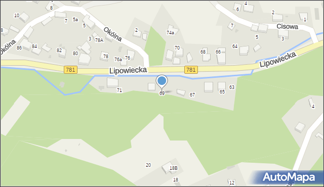 Płaza, Lipowiecka, 69, mapa Płaza