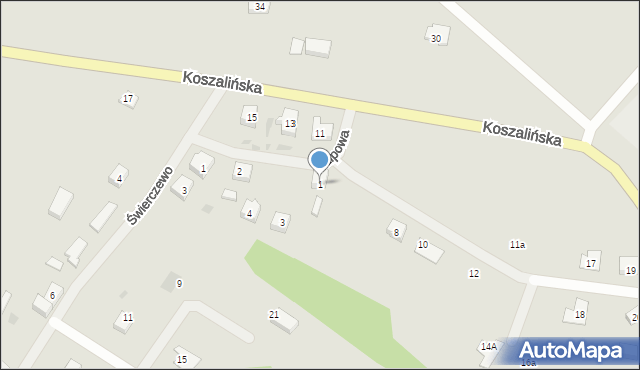 Polanów, Lipowa, 1, mapa Polanów