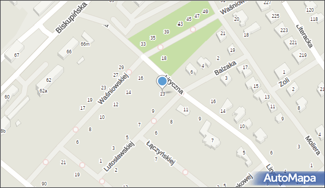 Poznań, Liryczna, 13, mapa Poznania