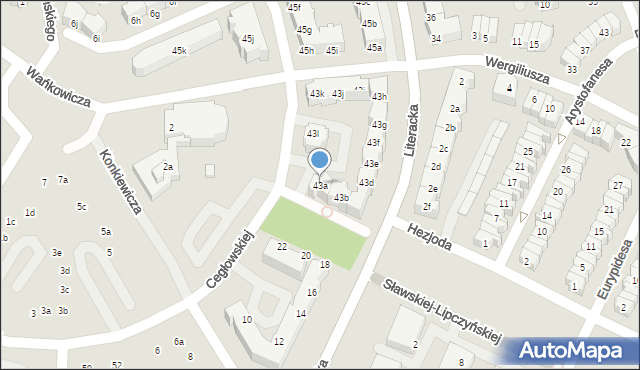 Poznań, Literacka, 43a, mapa Poznania