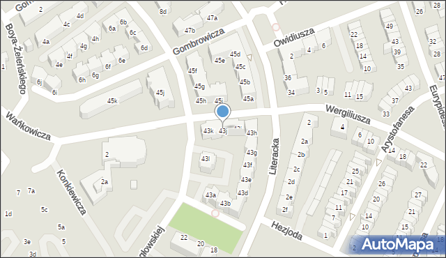 Poznań, Literacka, 43j, mapa Poznania