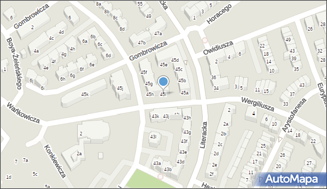 Poznań, Literacka, 45i, mapa Poznania