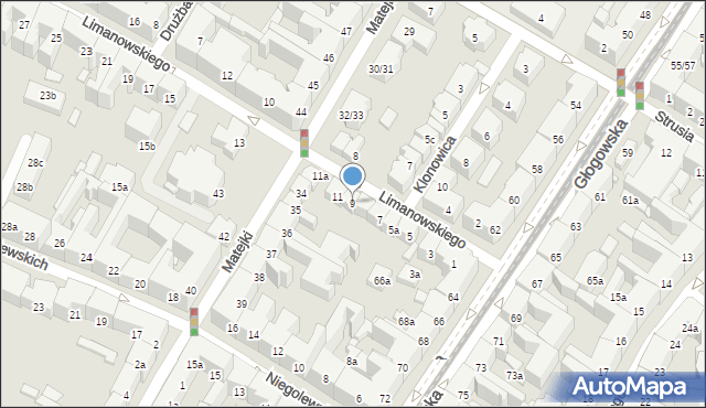 Poznań, Limanowskiego Bolesława, 9, mapa Poznania