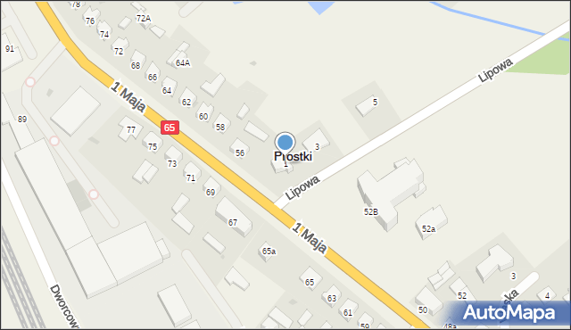 Prostki, Lipowa, 1, mapa Prostki