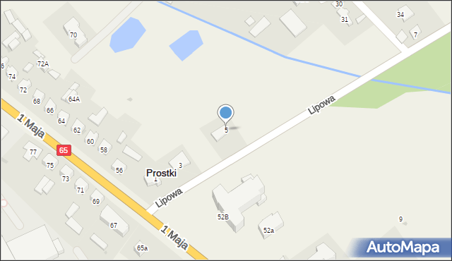 Prostki, Lipowa, 5, mapa Prostki