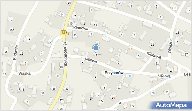 Przyborów, Lipowa, 3, mapa Przyborów