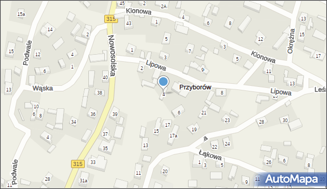 Przyborów, Lipowa, 4, mapa Przyborów