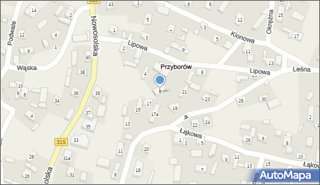 Przyborów, Lipowa, 6, mapa Przyborów