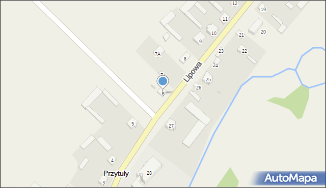 Przytuły, Lipowa, 6, mapa Przytuły