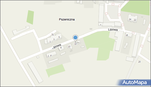 Pszeniczna, Lipowa, 12, mapa Pszeniczna