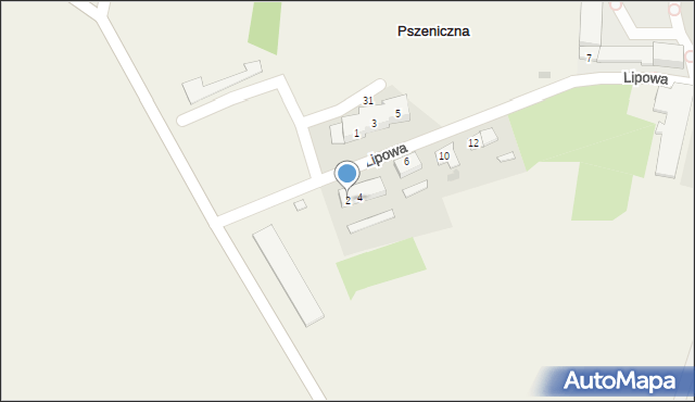 Pszeniczna, Lipowa, 2, mapa Pszeniczna