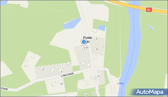 Puste Łąki, Liwcowa, 1, mapa Puste Łąki