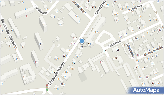 Radom, Limanowskiego Bolesława, 77, mapa Radomia